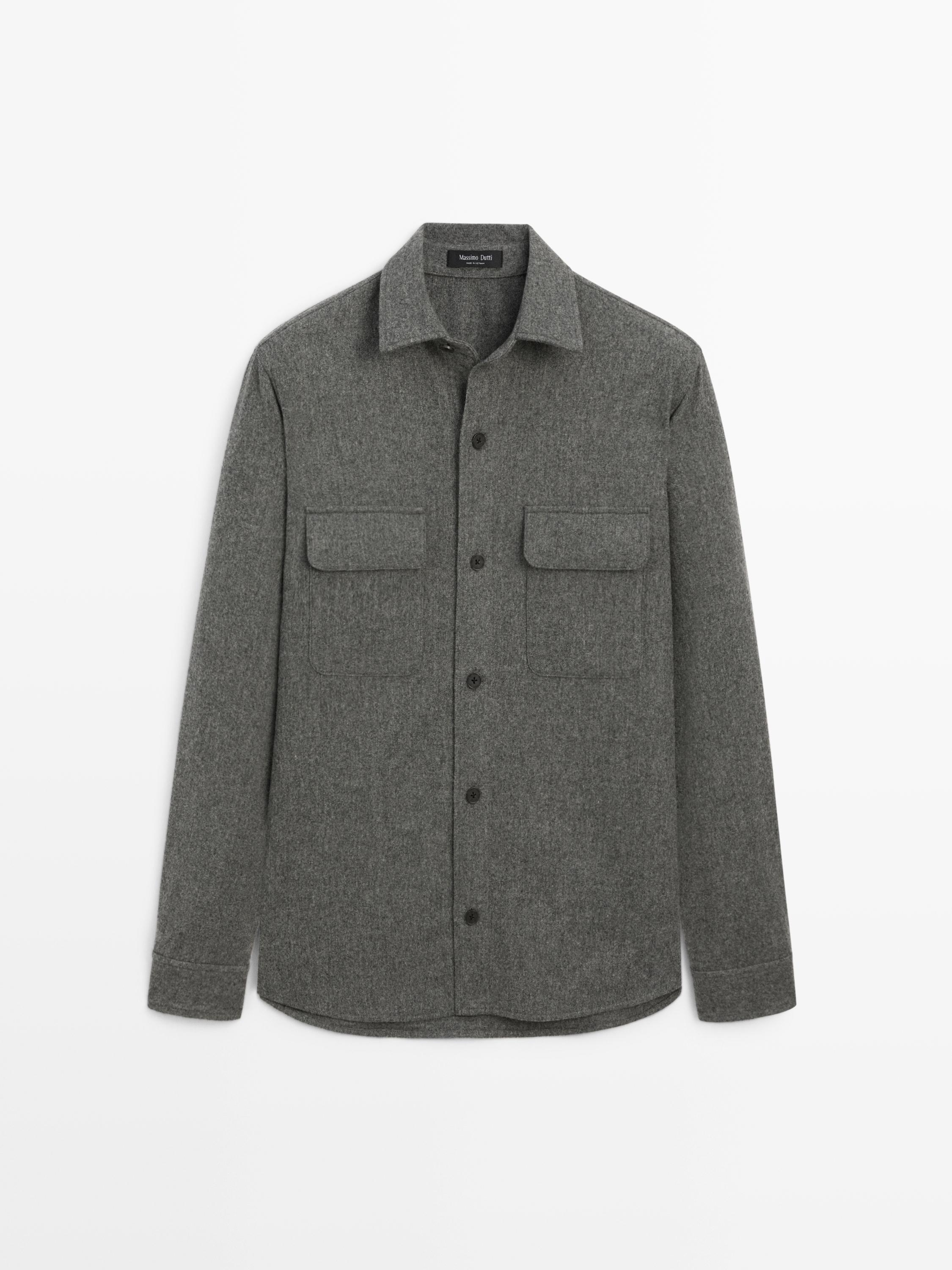 Wool blend overshirt with pockets